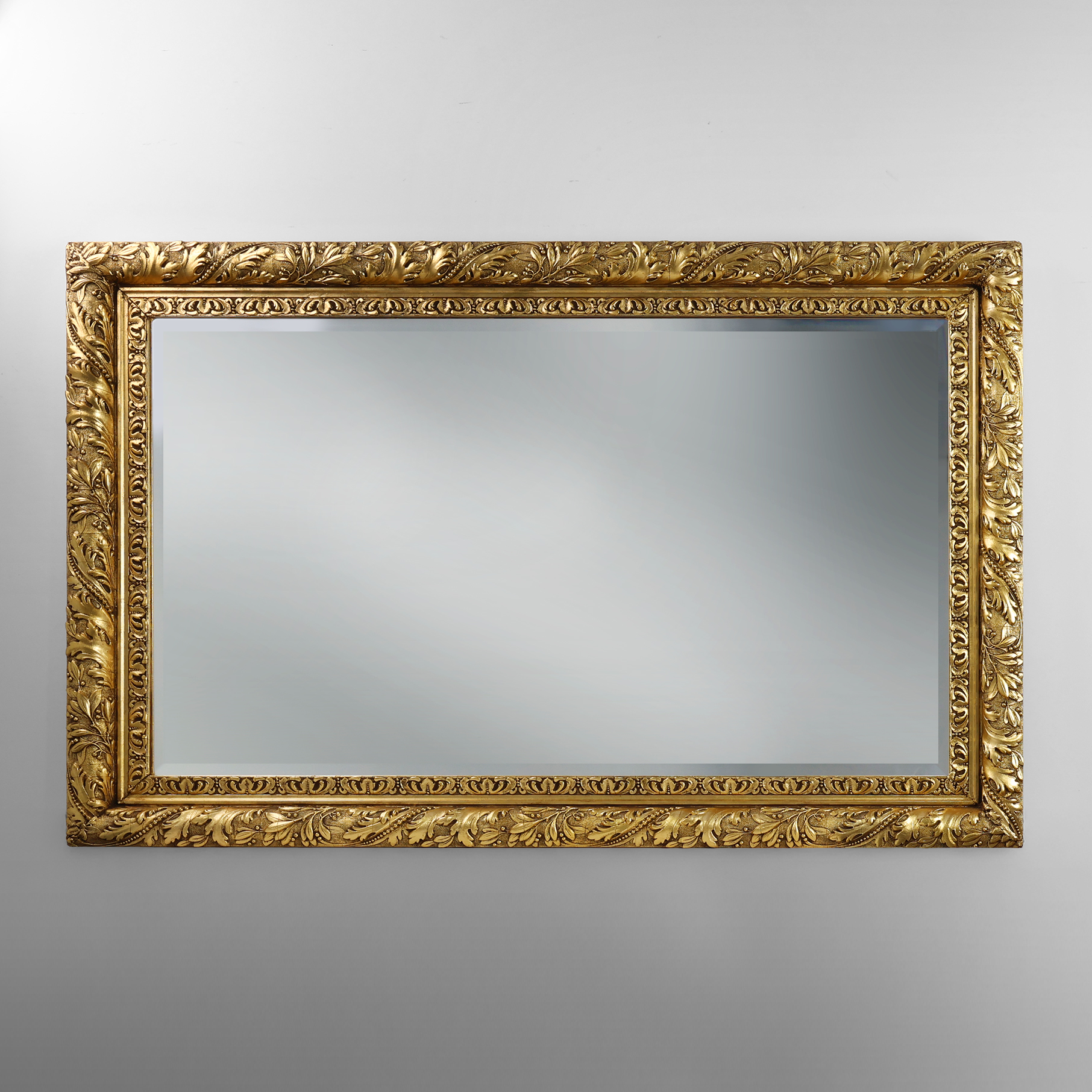 Large French Rustic Baroque Oak Wall Mirror, circa 1850-img